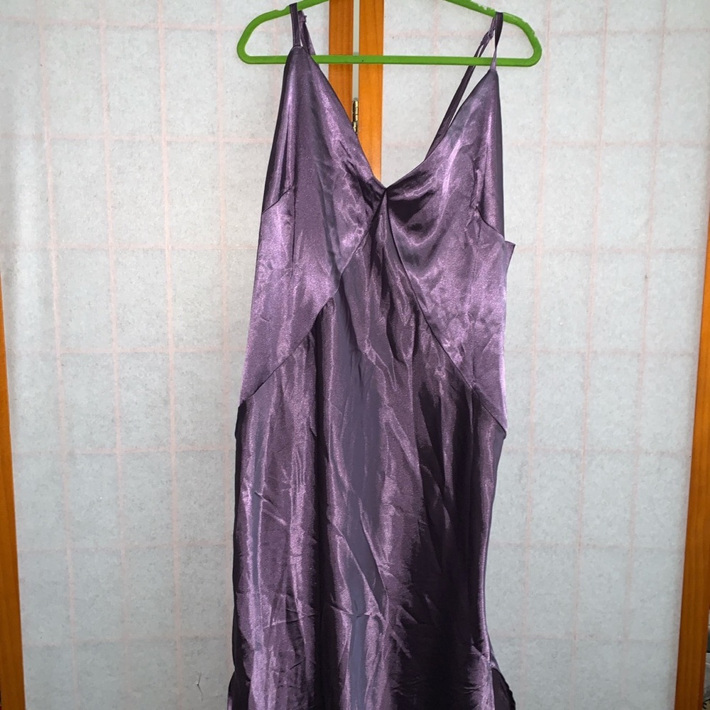 Purple long silk dress
